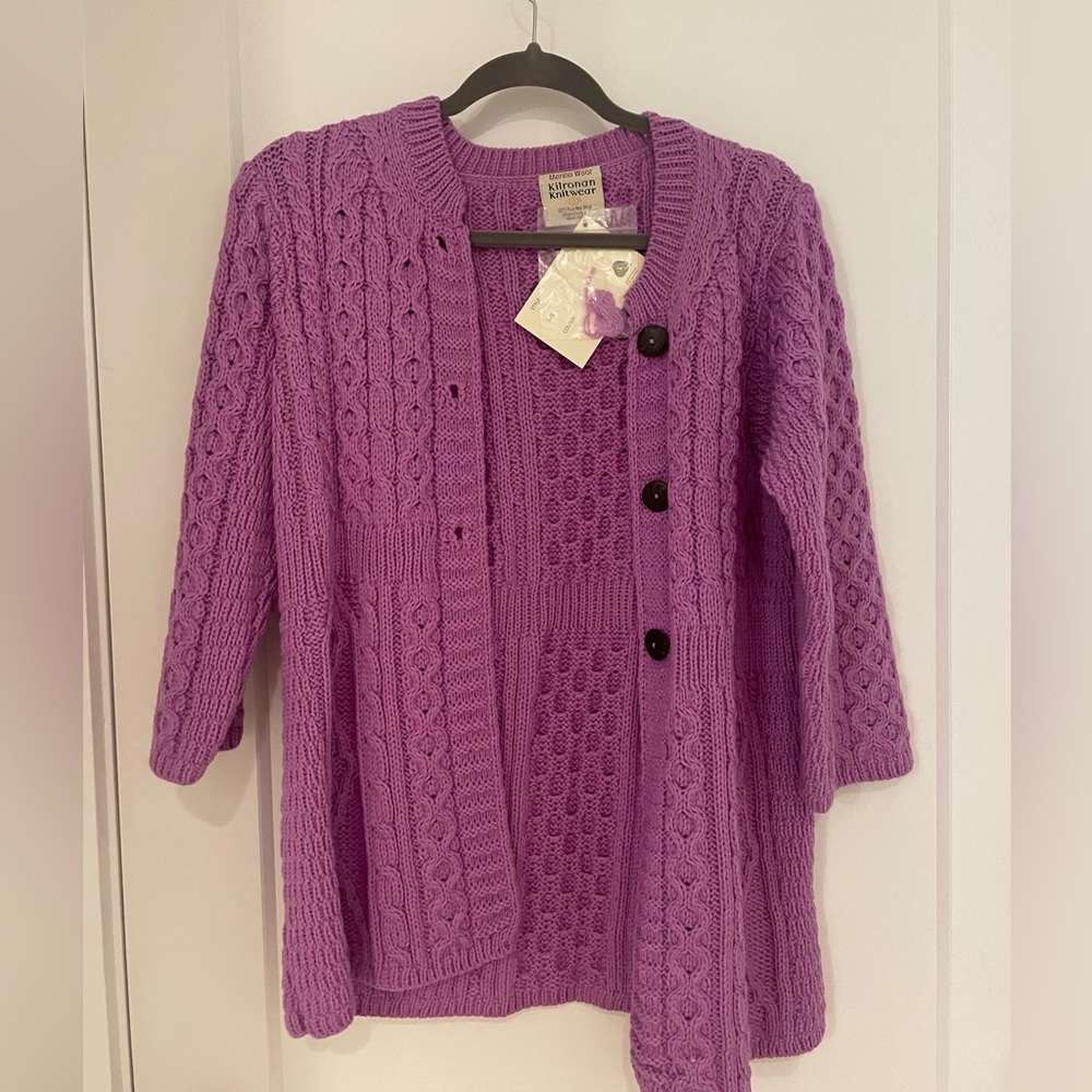 Kilronan Knitwear Ireland Wool purple cardigan